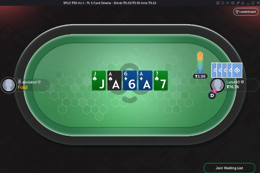 Jogos de Cash PLO5 Heads-Up