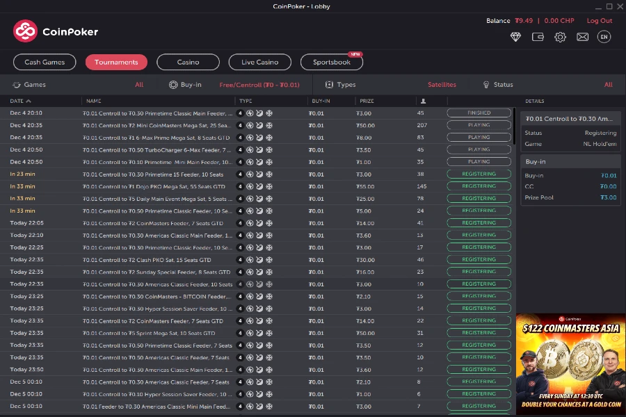 Dezenas de freerolls diários