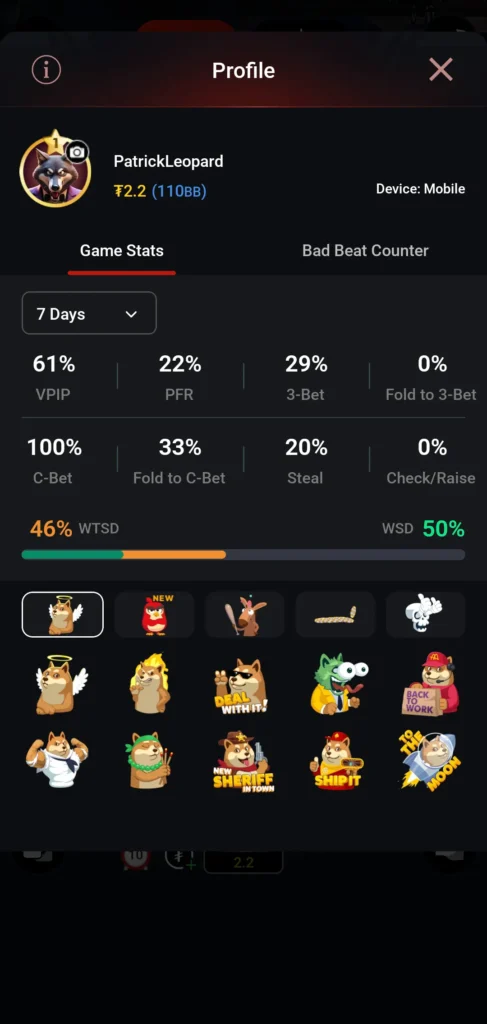 Conjunto completo de recursos de poker