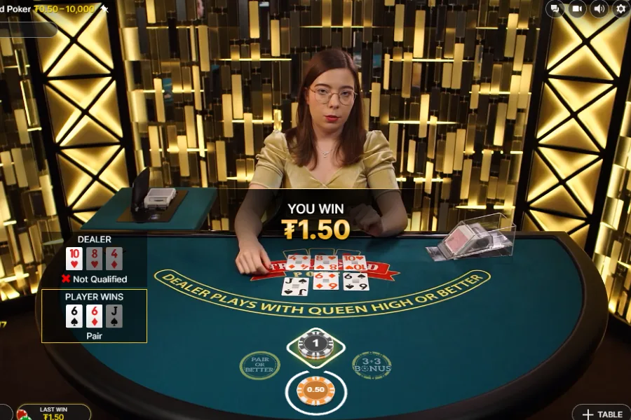 Jogos de 3 Card Poker ao vivo