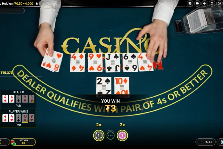 Texas Holdem com dealer ao vivo