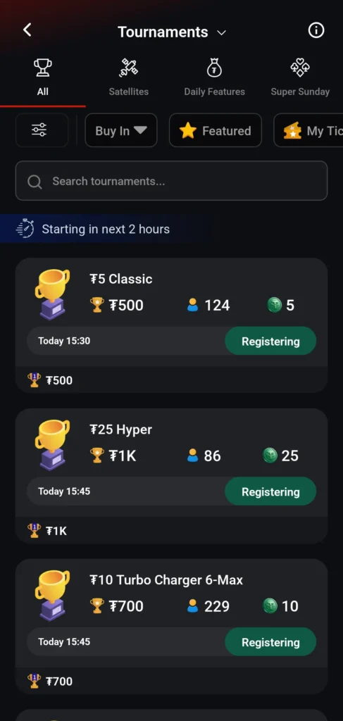 Torneios de poker mobile